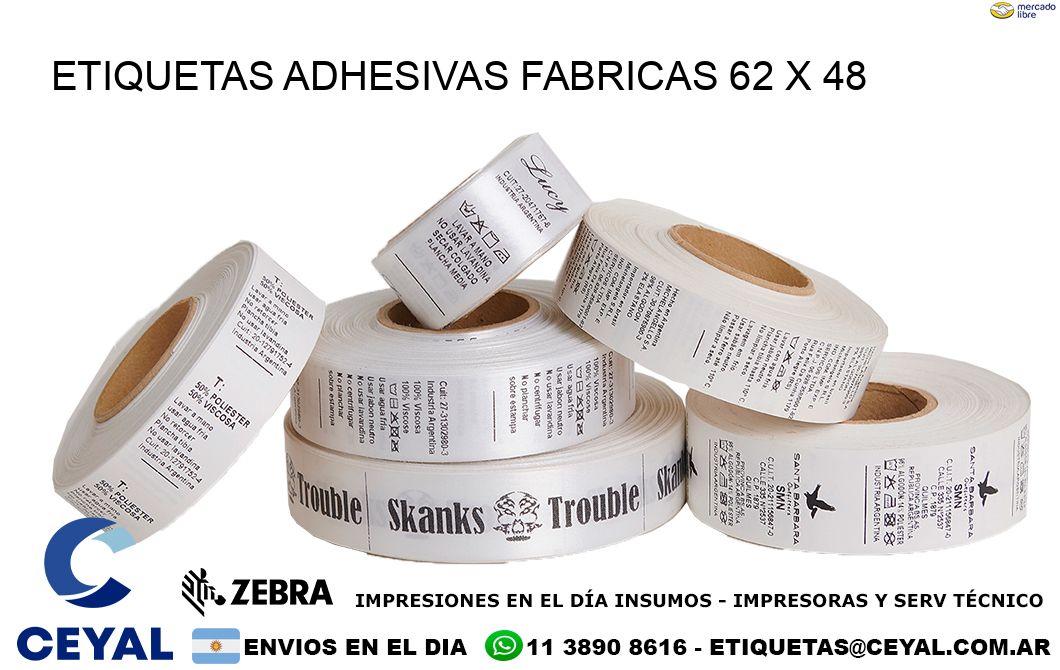 ETIQUETAS ADHESIVAS FABRICAS 62 x 48