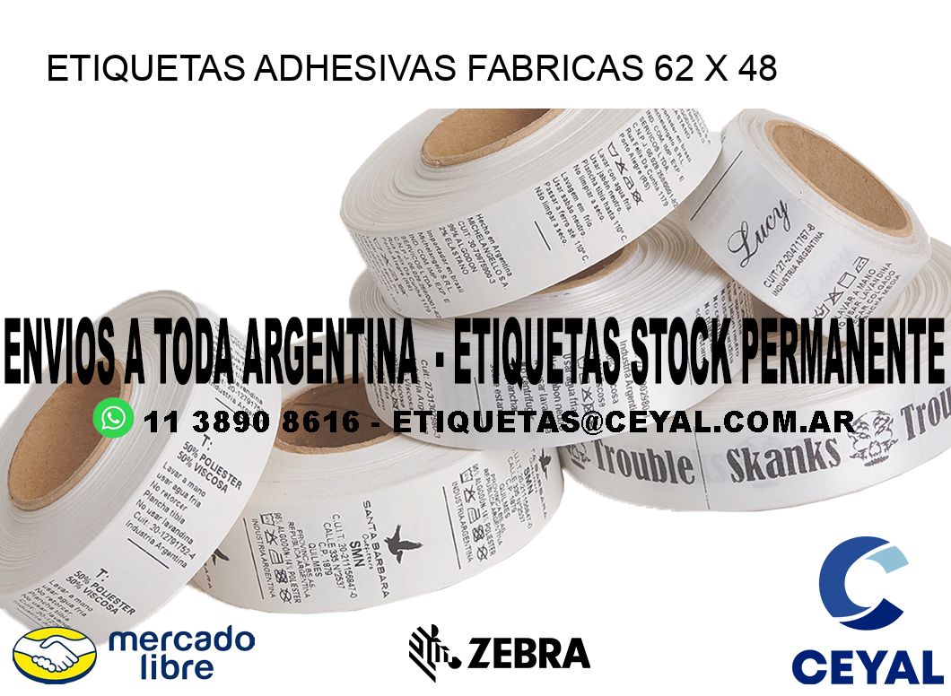 ETIQUETAS ADHESIVAS FABRICAS 62 x 48