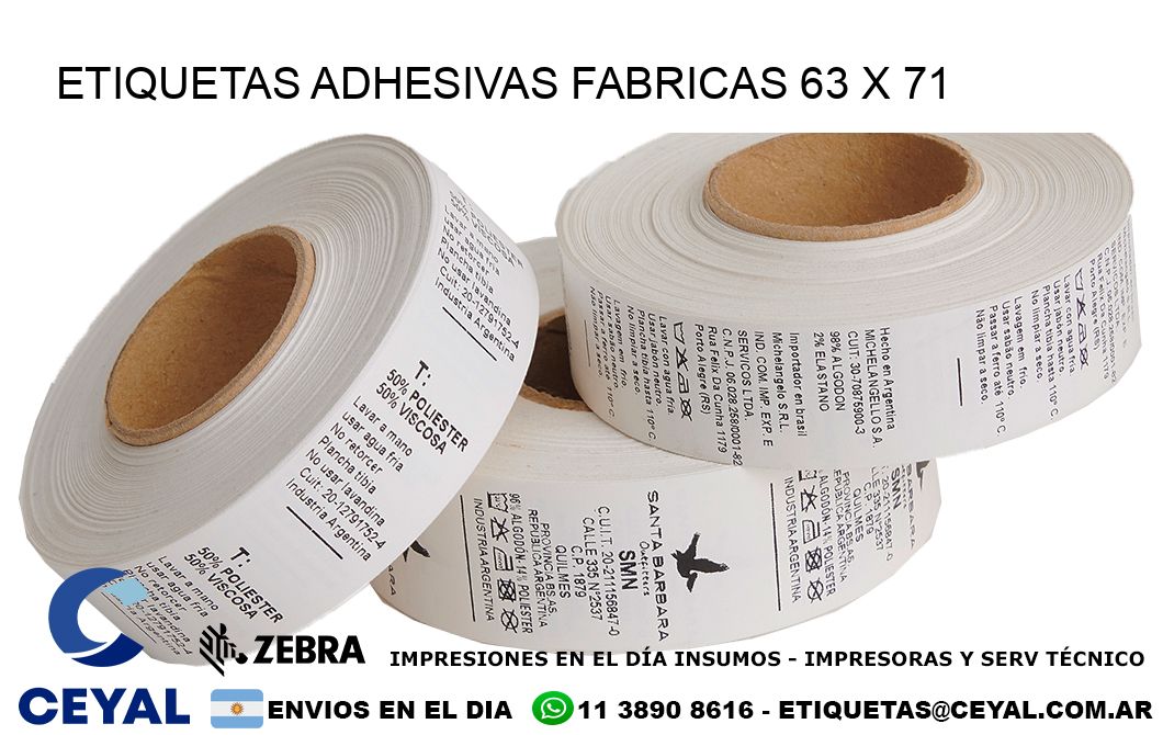 ETIQUETAS ADHESIVAS FABRICAS 63 x 71