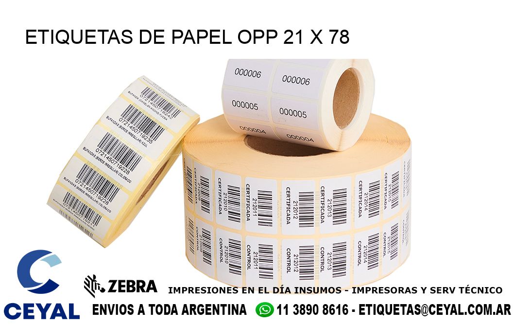 ETIQUETAS DE PAPEL OPP 21 x 78