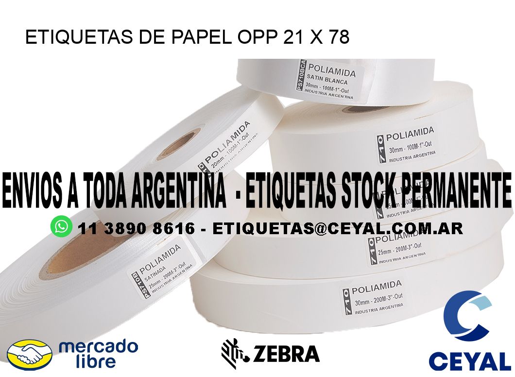 ETIQUETAS DE PAPEL OPP 21 x 78