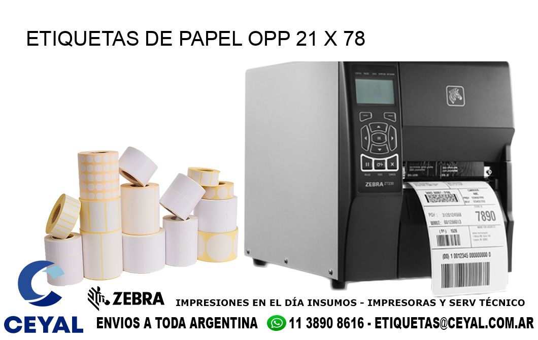 ETIQUETAS DE PAPEL OPP 21 x 78