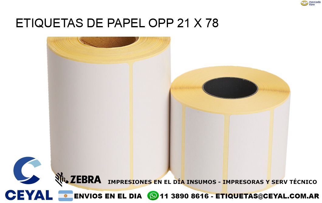 ETIQUETAS DE PAPEL OPP 21 x 78