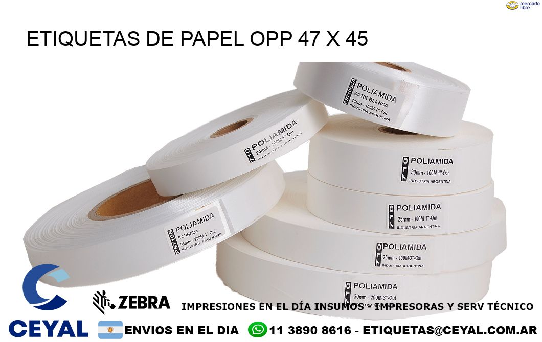 ETIQUETAS DE PAPEL OPP 47 x 45