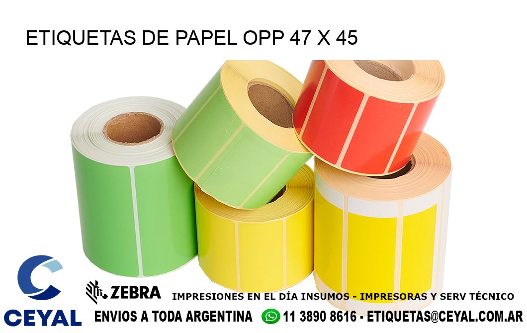 ETIQUETAS DE PAPEL OPP 47 x 45