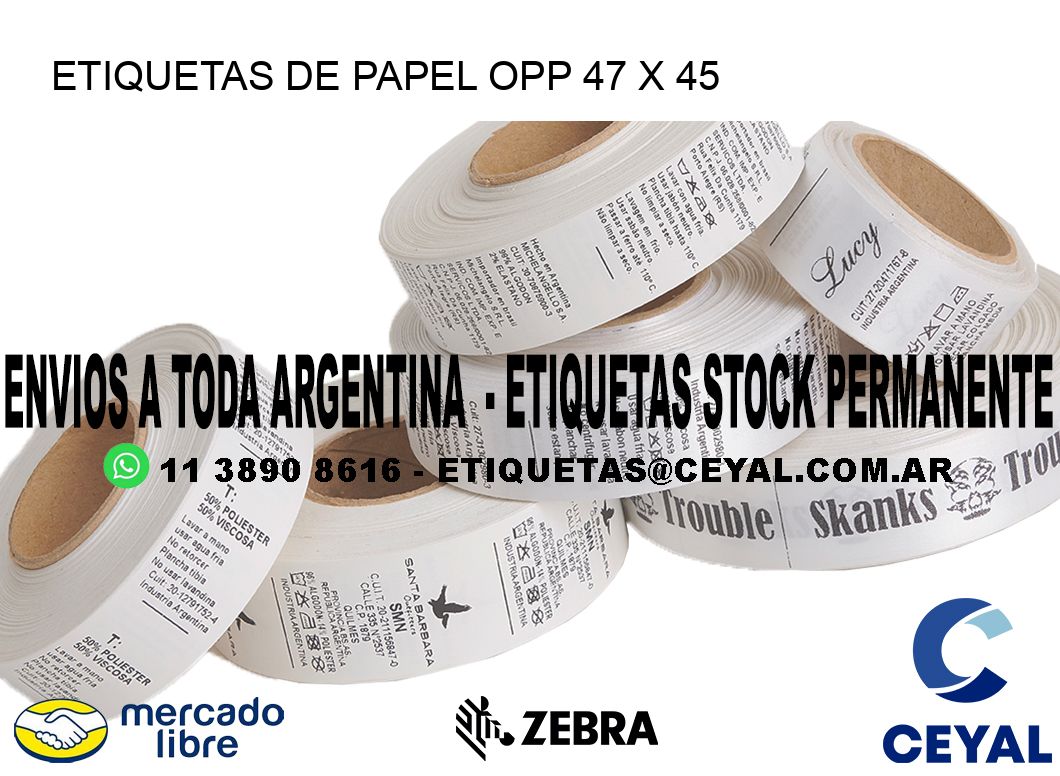 ETIQUETAS DE PAPEL OPP 47 x 45