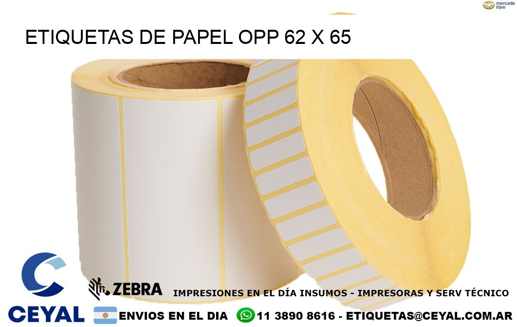 ETIQUETAS DE PAPEL OPP 62 x 65