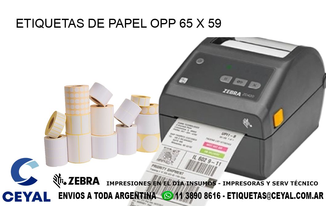 ETIQUETAS DE PAPEL OPP 65 x 59