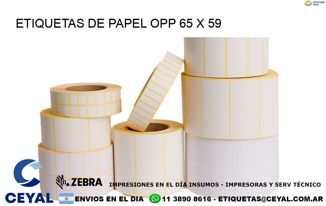 ETIQUETAS DE PAPEL OPP 65 x 59