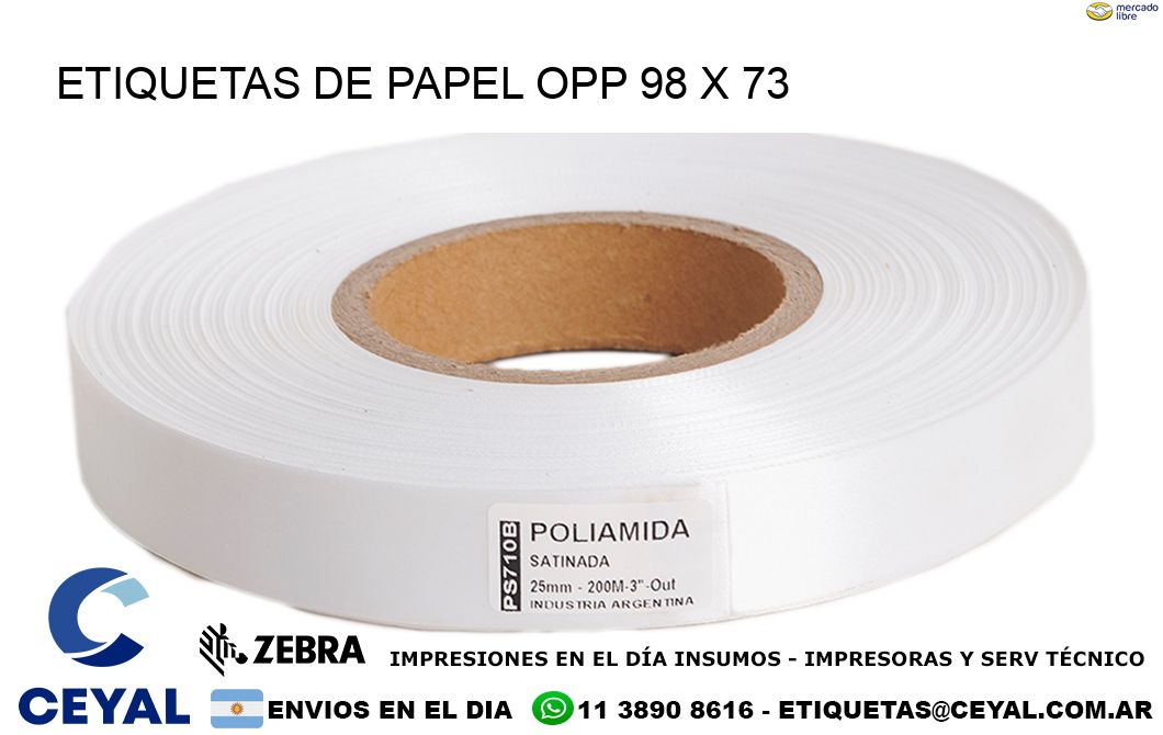 ETIQUETAS DE PAPEL OPP 98 x 73