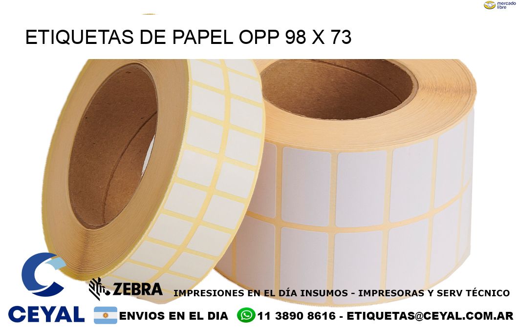 ETIQUETAS DE PAPEL OPP 98 x 73