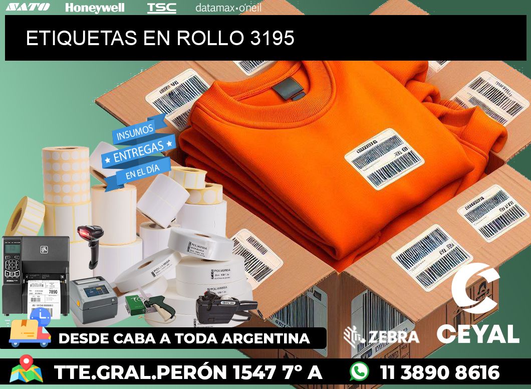 ETIQUETAS EN ROLLO 3195