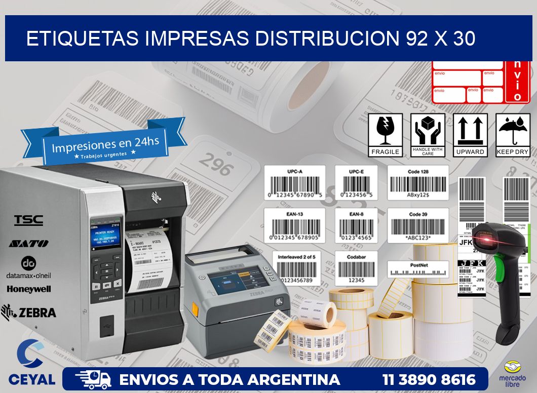 ETIQUETAS IMPRESAS DISTRIBUCION 92 x 30