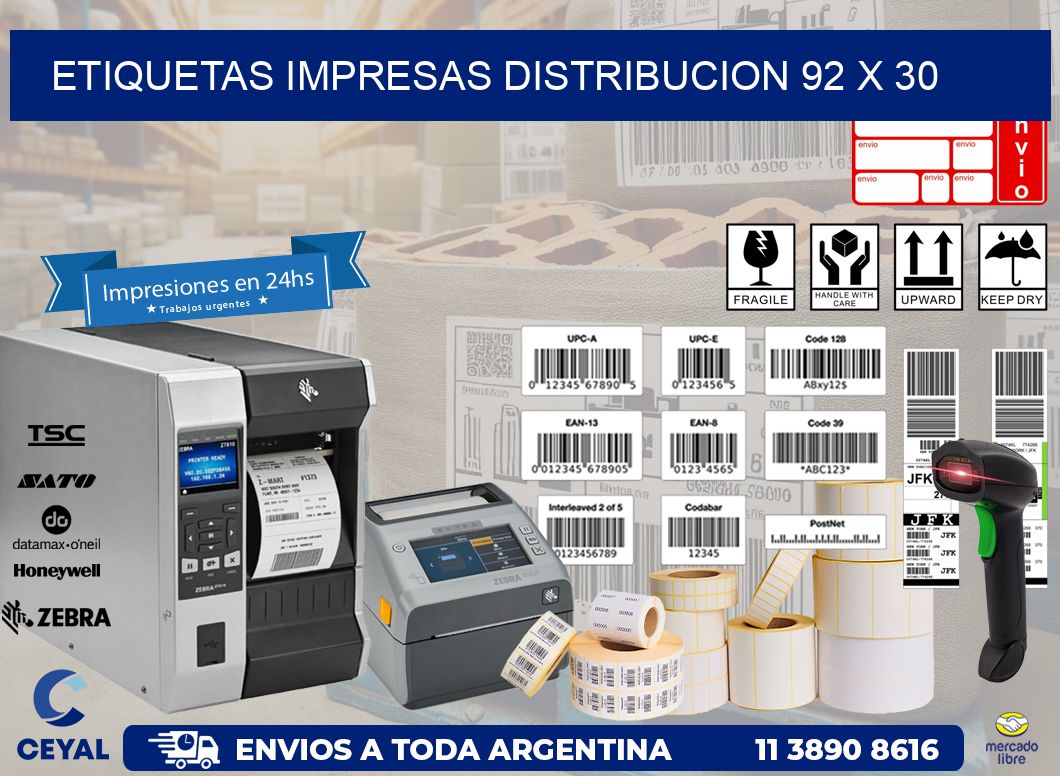 ETIQUETAS IMPRESAS DISTRIBUCION 92 x 30