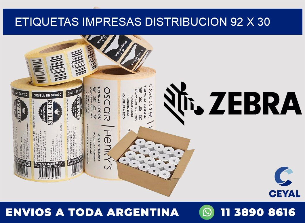 ETIQUETAS IMPRESAS DISTRIBUCION 92 x 30