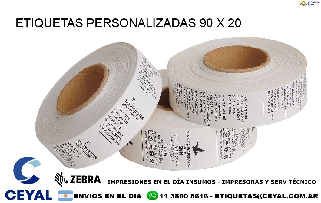 ETIQUETAS PERSONALIZADAS 90 x 20