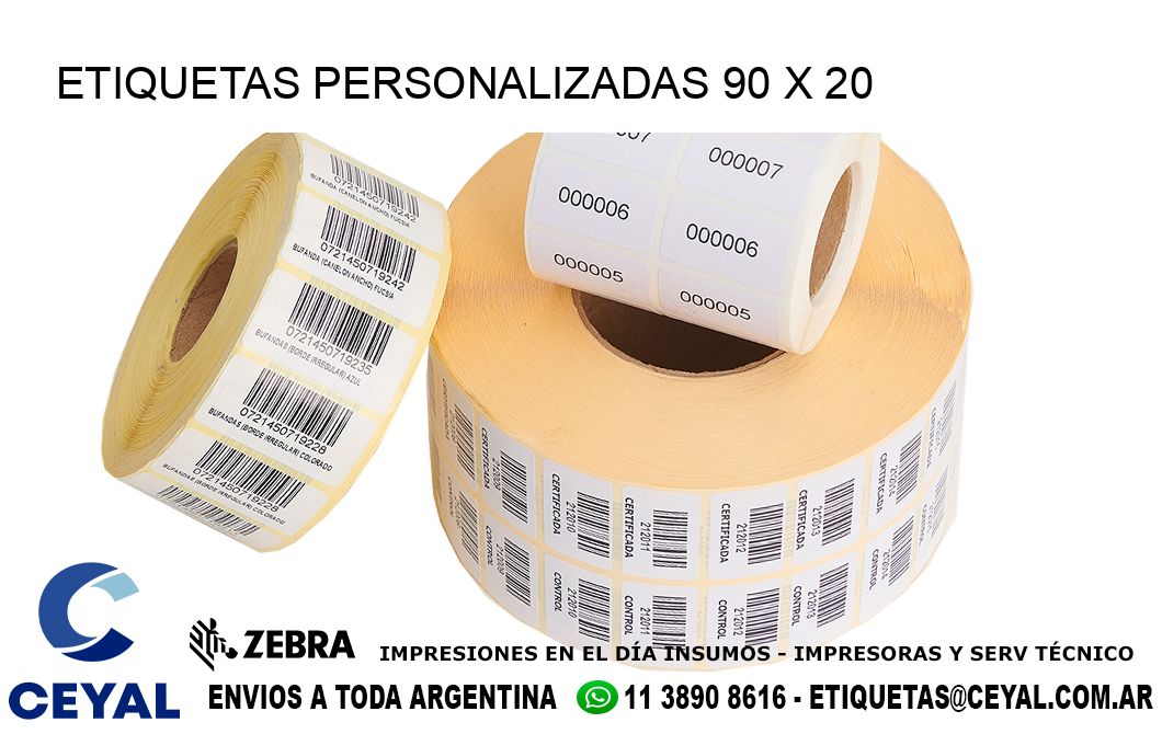 ETIQUETAS PERSONALIZADAS 90 x 20