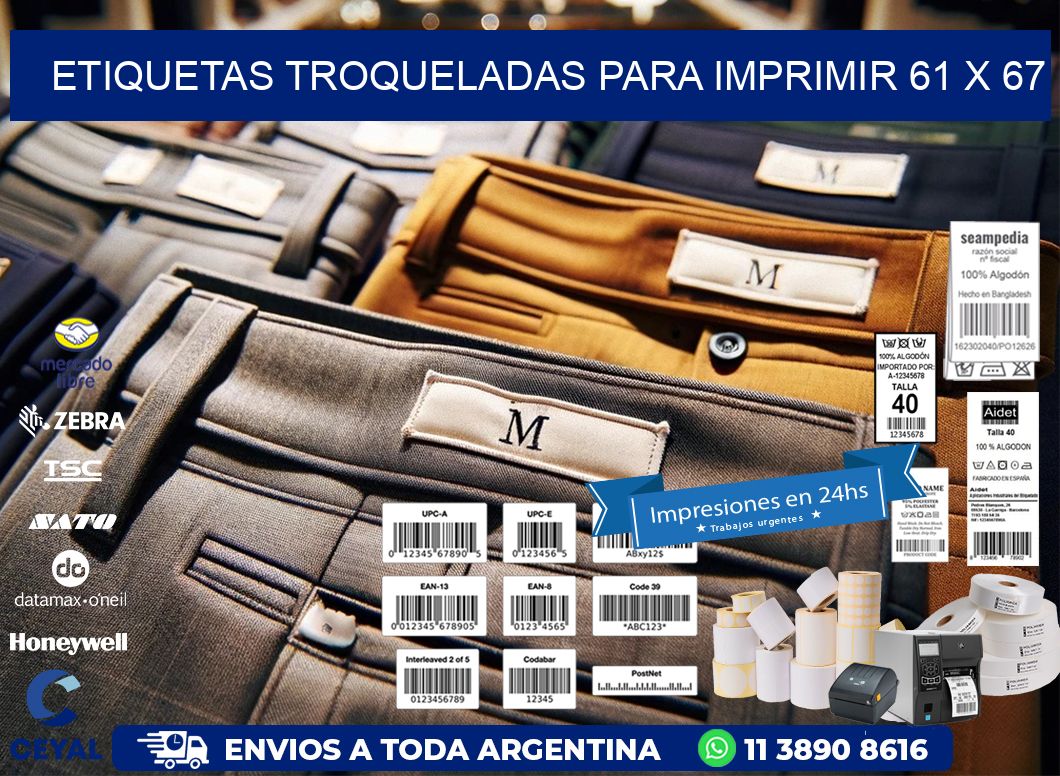 ETIQUETAS TROQUELADAS PARA IMPRIMIR 61 x 67