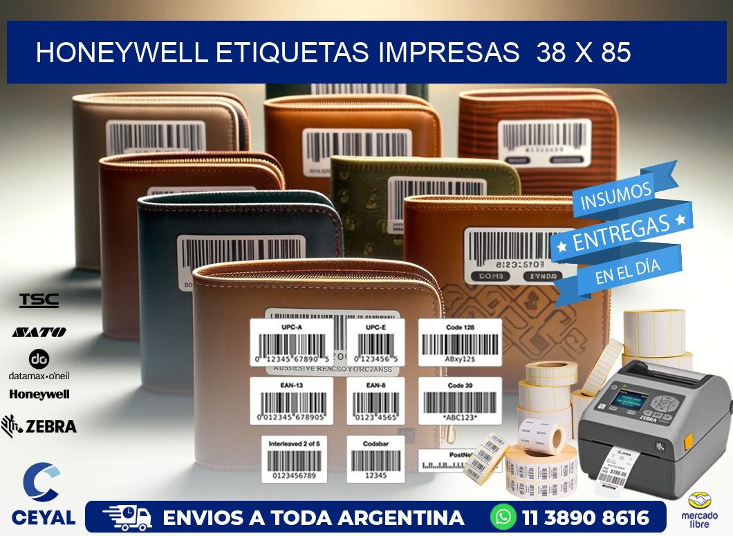 HONEYWELL ETIQUETAS IMPRESAS  38 x 85