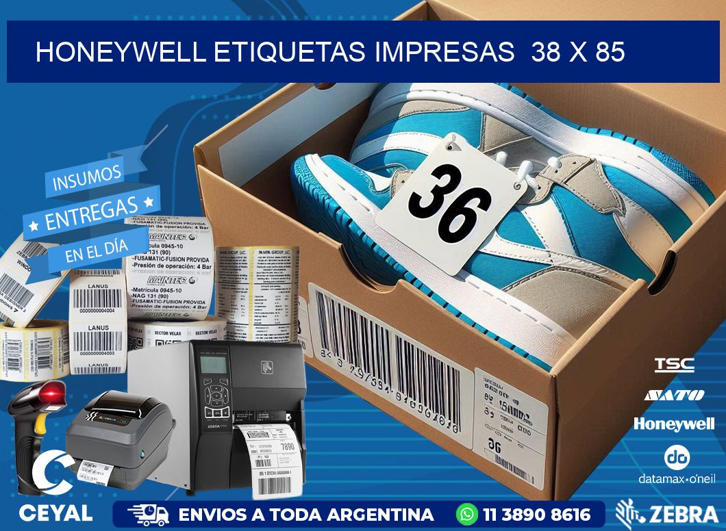 HONEYWELL ETIQUETAS IMPRESAS  38 x 85