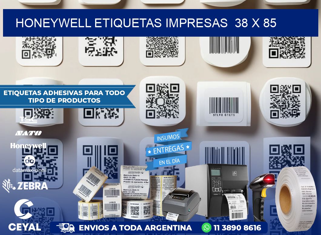 HONEYWELL ETIQUETAS IMPRESAS  38 x 85