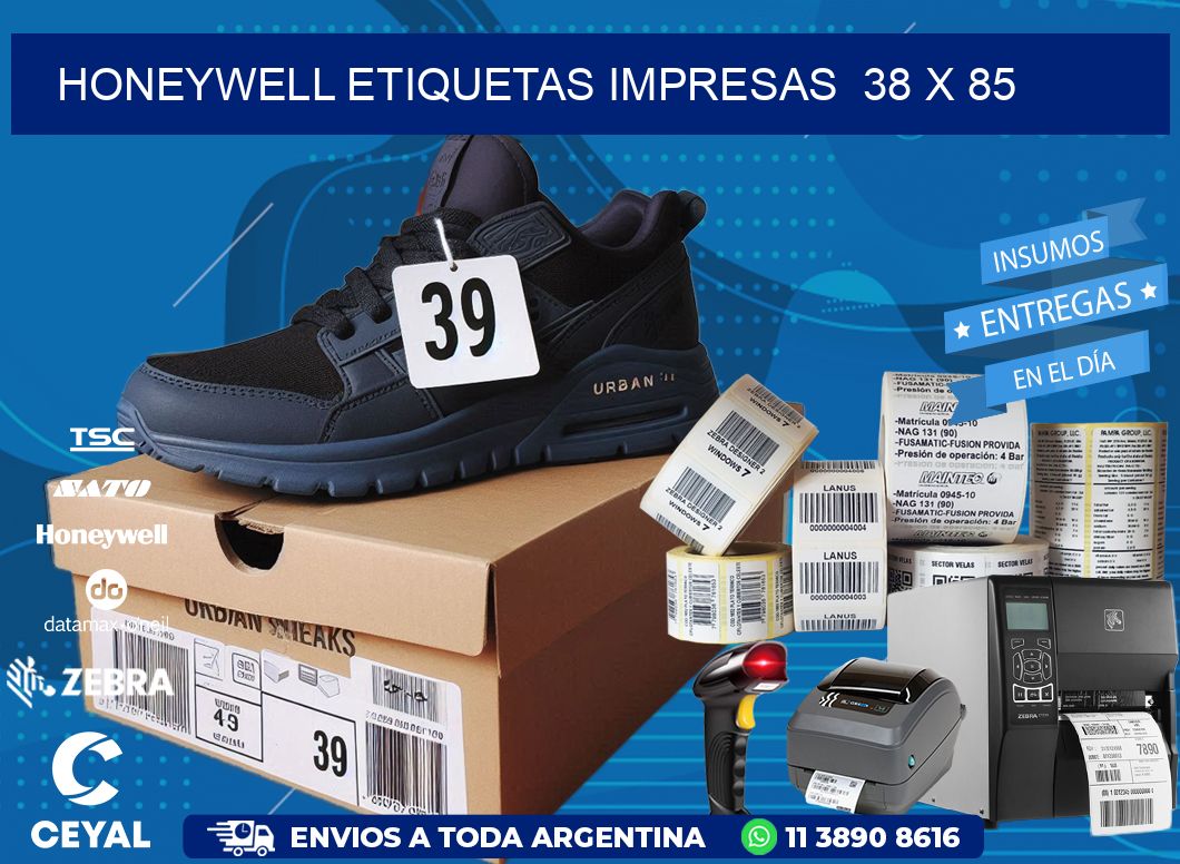 HONEYWELL ETIQUETAS IMPRESAS  38 x 85