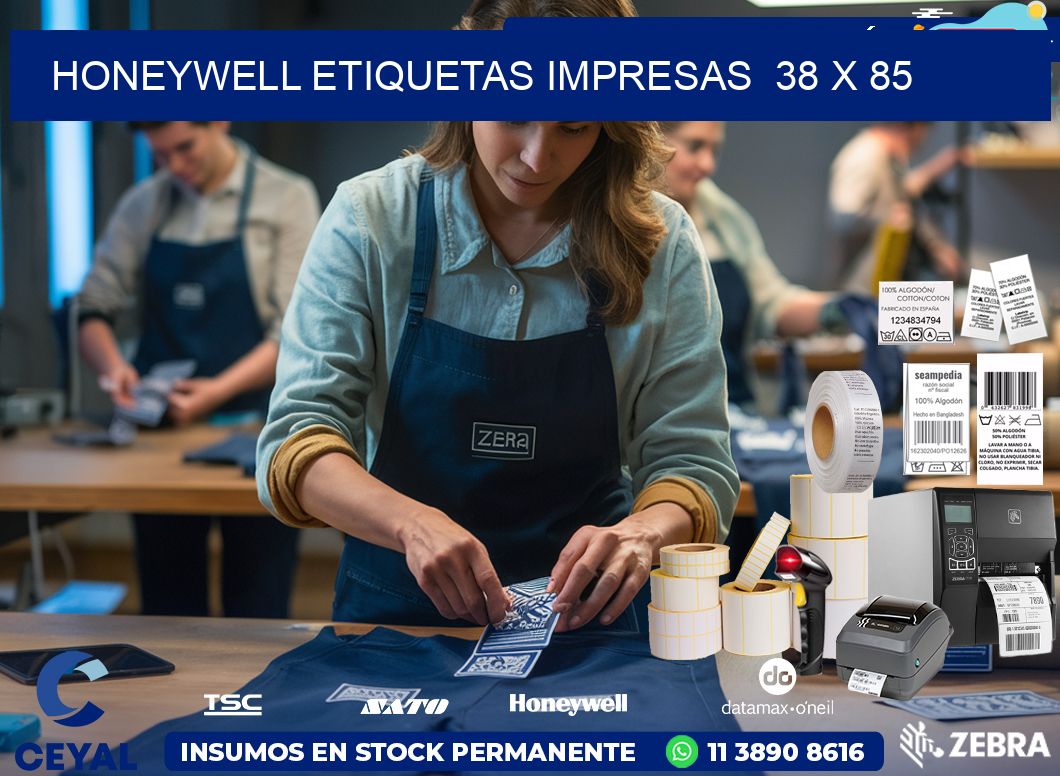 HONEYWELL ETIQUETAS IMPRESAS  38 x 85