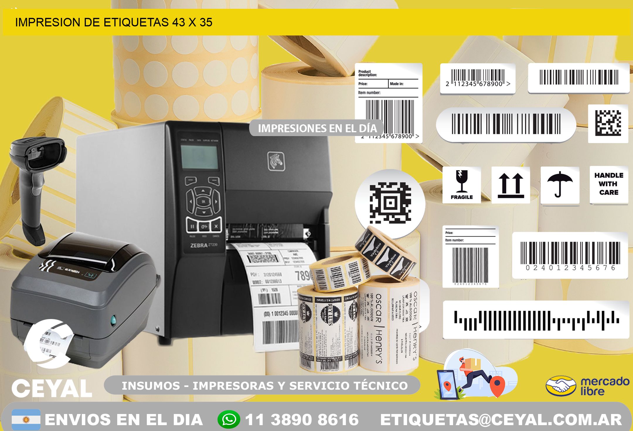 IMPRESION DE ETIQUETAS 43 x 35