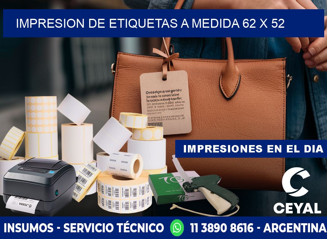 IMPRESION DE ETIQUETAS A MEDIDA 62 x 52