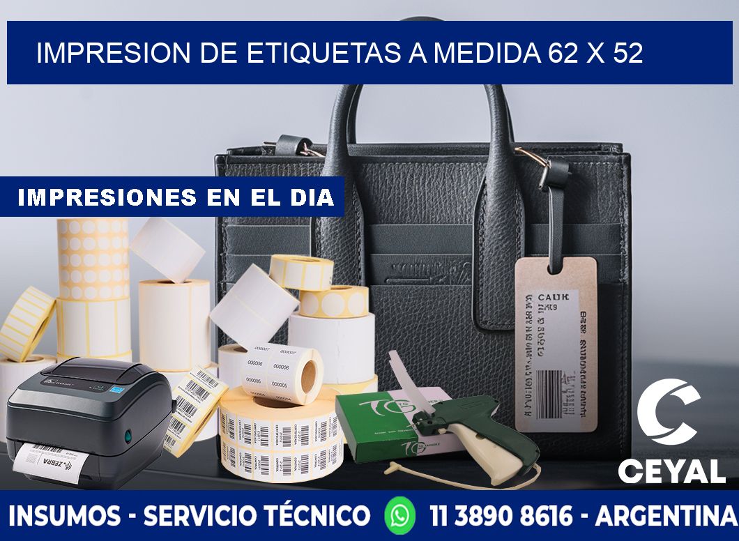 IMPRESION DE ETIQUETAS A MEDIDA 62 x 52