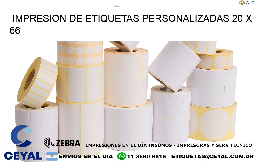 IMPRESION DE ETIQUETAS PERSONALIZADAS 20 x 66