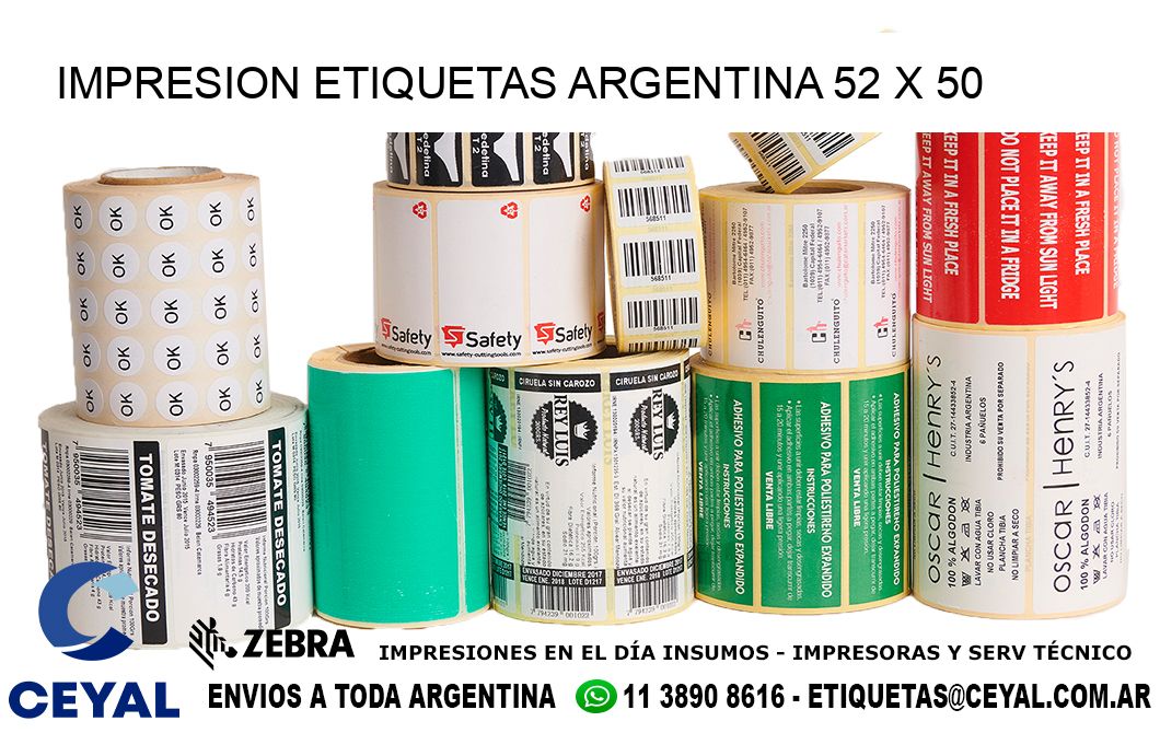 IMPRESION ETIQUETAS ARGENTINA 52 x 50