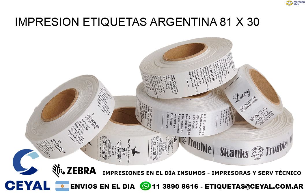 IMPRESION ETIQUETAS ARGENTINA 81 x 30