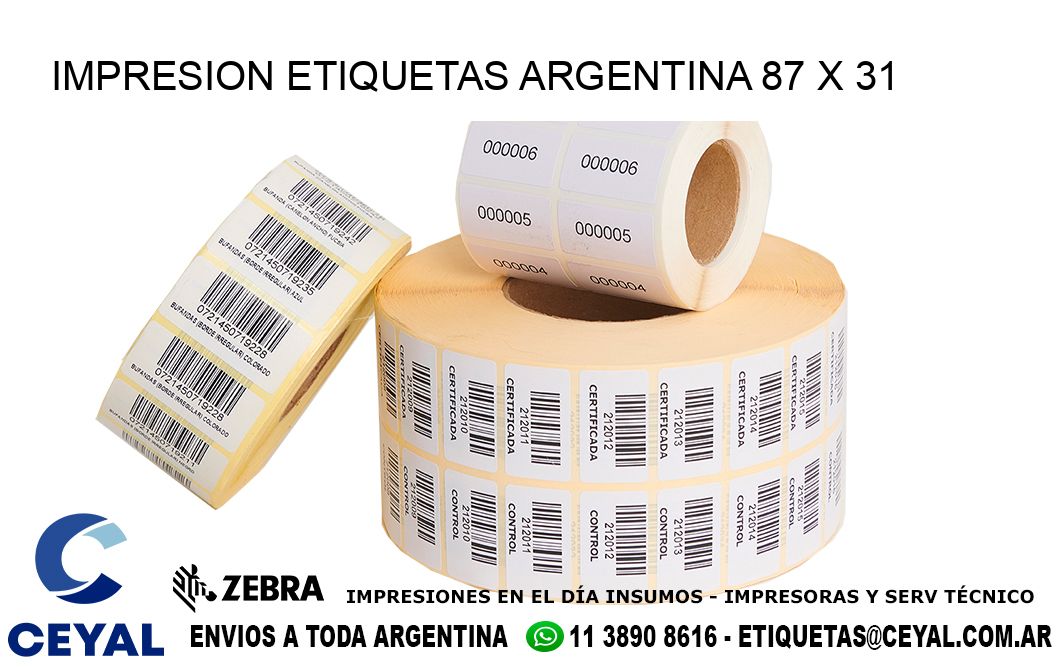 IMPRESION ETIQUETAS ARGENTINA 87 x 31