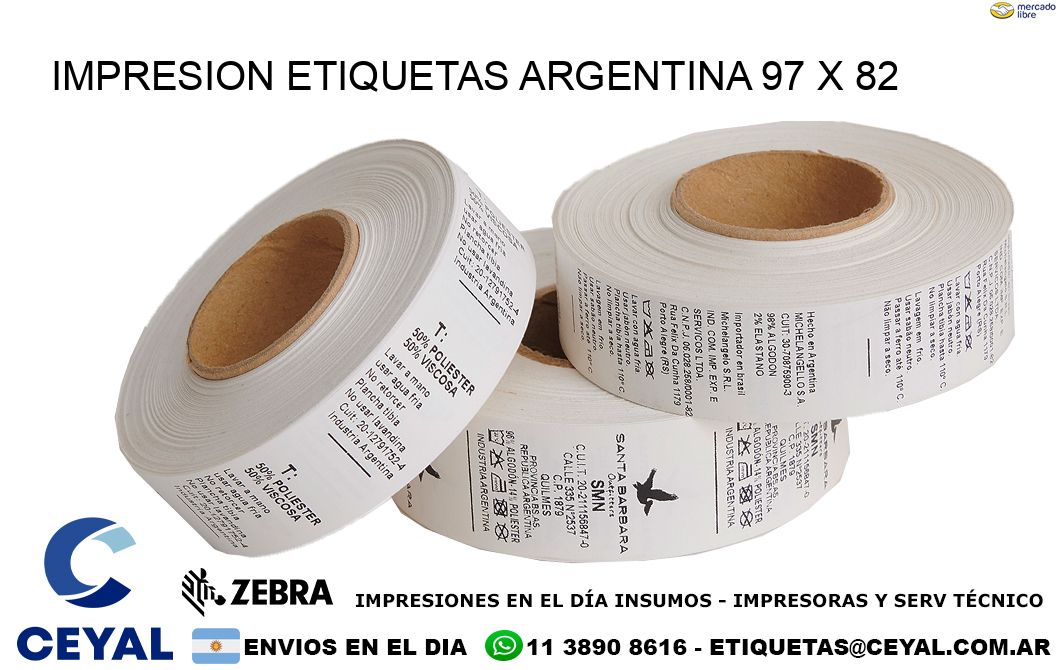 IMPRESION ETIQUETAS ARGENTINA 97 x 82