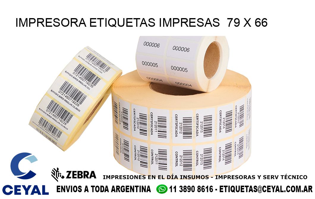 IMPRESORA ETIQUETAS IMPRESAS  79 x 66
