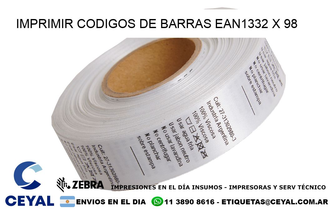 IMPRIMIR CODIGOS DE BARRAS EAN1332 x 98