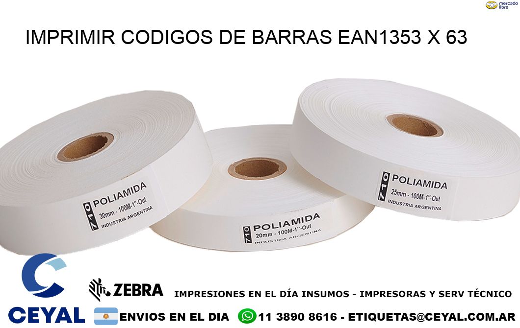 IMPRIMIR CODIGOS DE BARRAS EAN1353 x 63