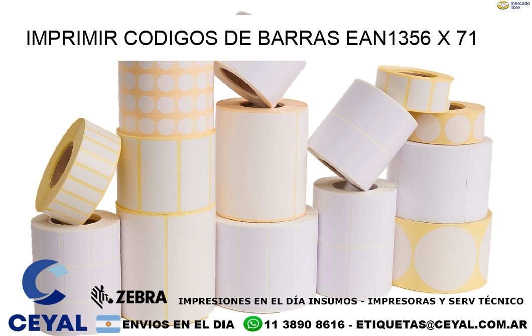 IMPRIMIR CODIGOS DE BARRAS EAN1356 x 71