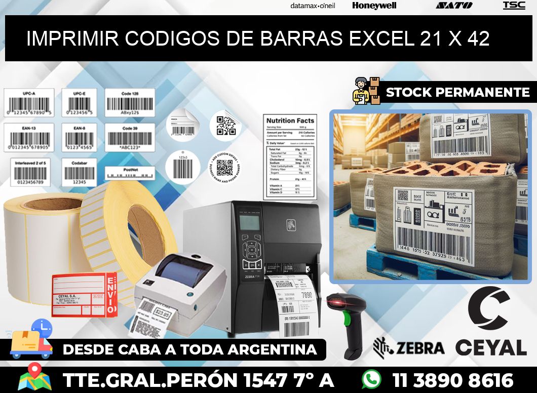 IMPRIMIR CODIGOS DE BARRAS EXCEL 21 x 42