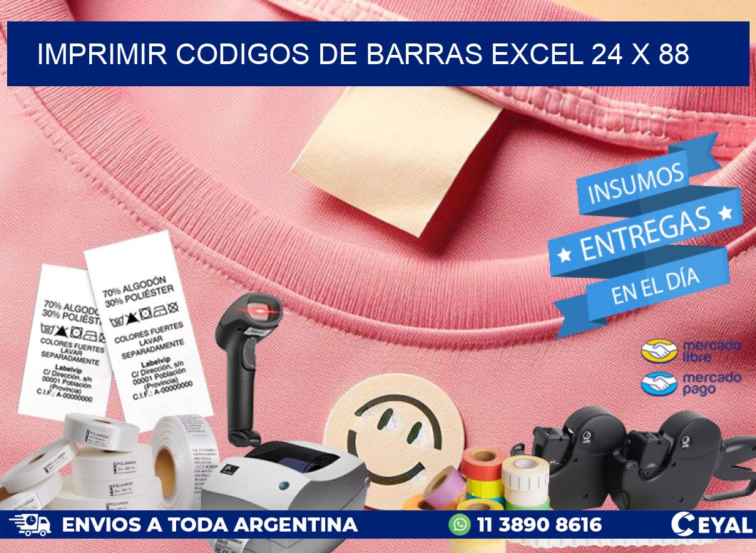 IMPRIMIR CODIGOS DE BARRAS EXCEL 24 x 88