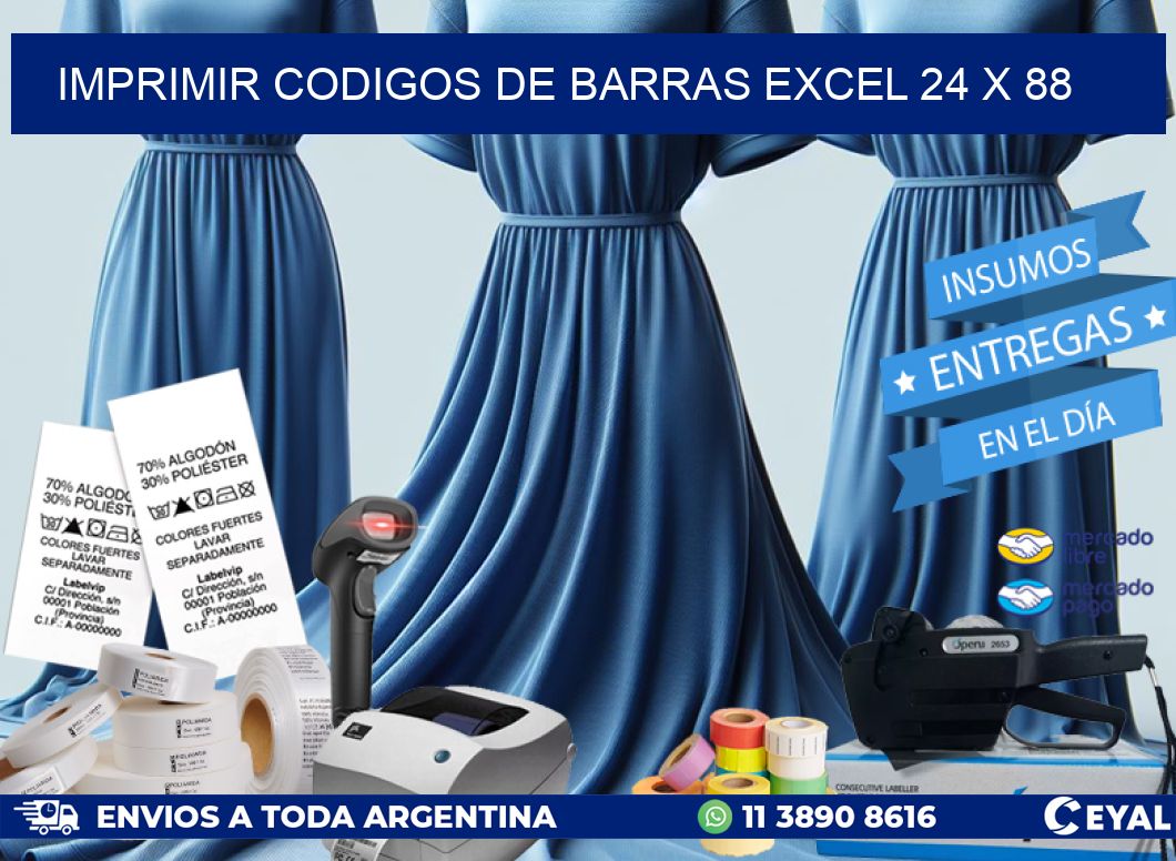 IMPRIMIR CODIGOS DE BARRAS EXCEL 24 x 88