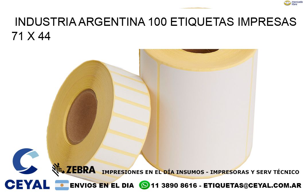 INDUSTRIA ARGENTINA 100 ETIQUETAS IMPRESAS  71 x 44