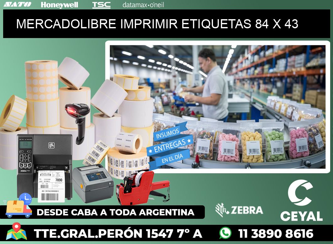 MERCADOLIBRE IMPRIMIR ETIQUETAS 84 x 43