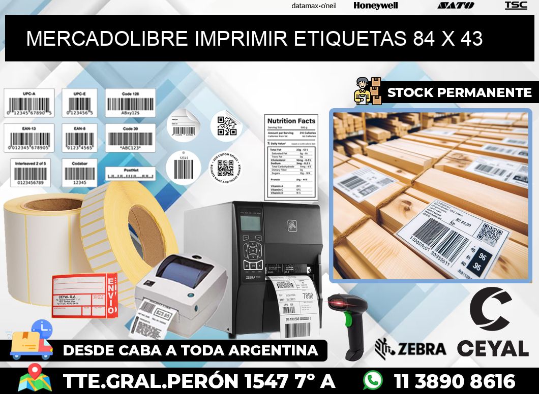 MERCADOLIBRE IMPRIMIR ETIQUETAS 84 x 43