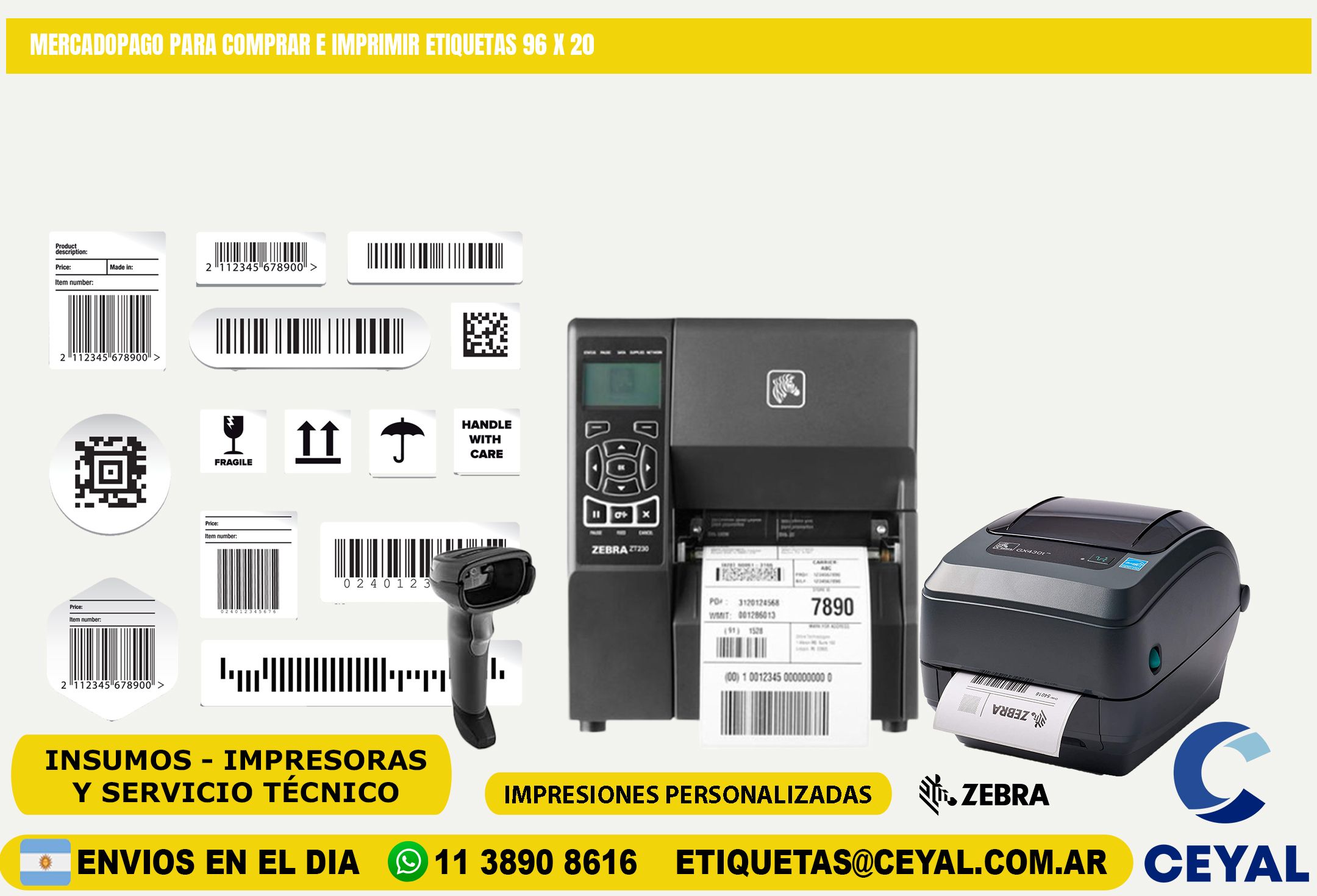 MERCADOPAGO PARA COMPRAR E IMPRIMIR ETIQUETAS 96 x 20