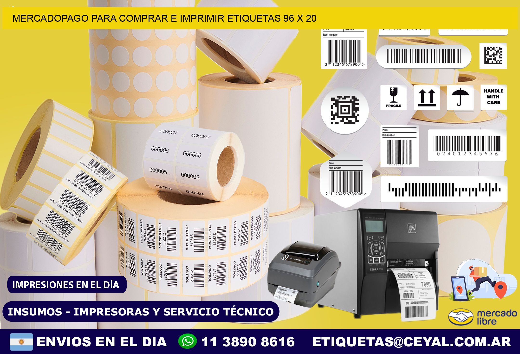 MERCADOPAGO PARA COMPRAR E IMPRIMIR ETIQUETAS 96 x 20