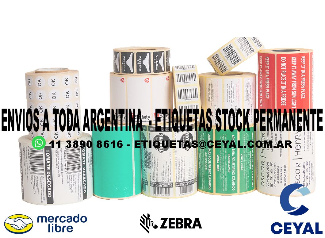 MODELO ZEBRA ETIQUETAS IMPRESAS  38 x 86