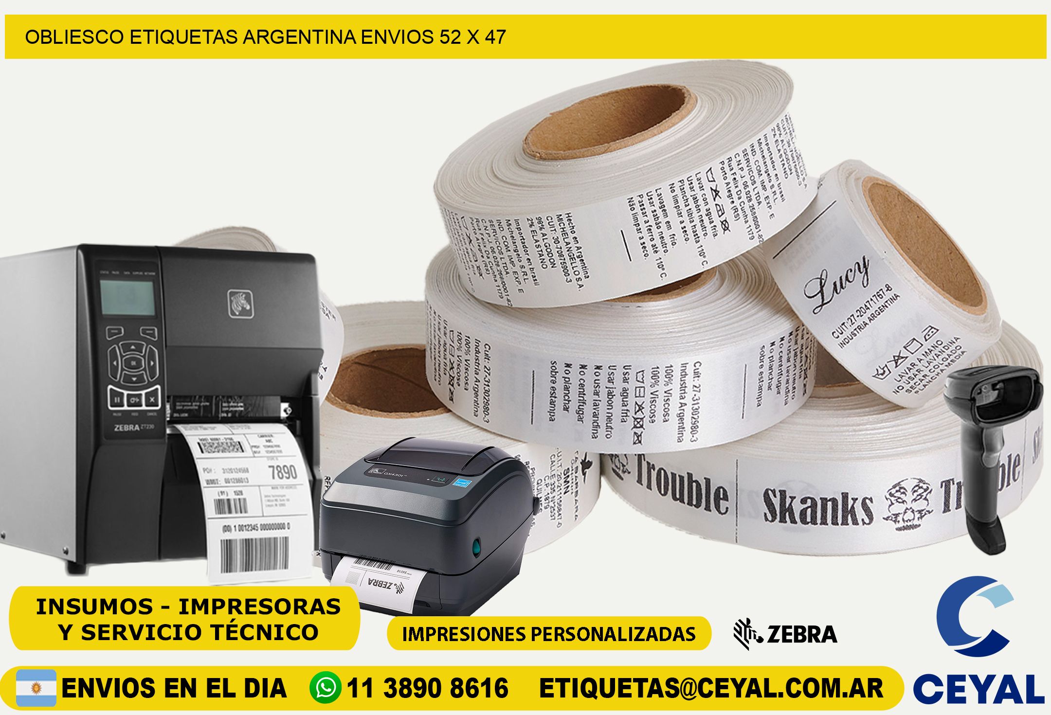 OBLIESCO ETIQUETAS ARGENTINA ENVIOS 52 x 47