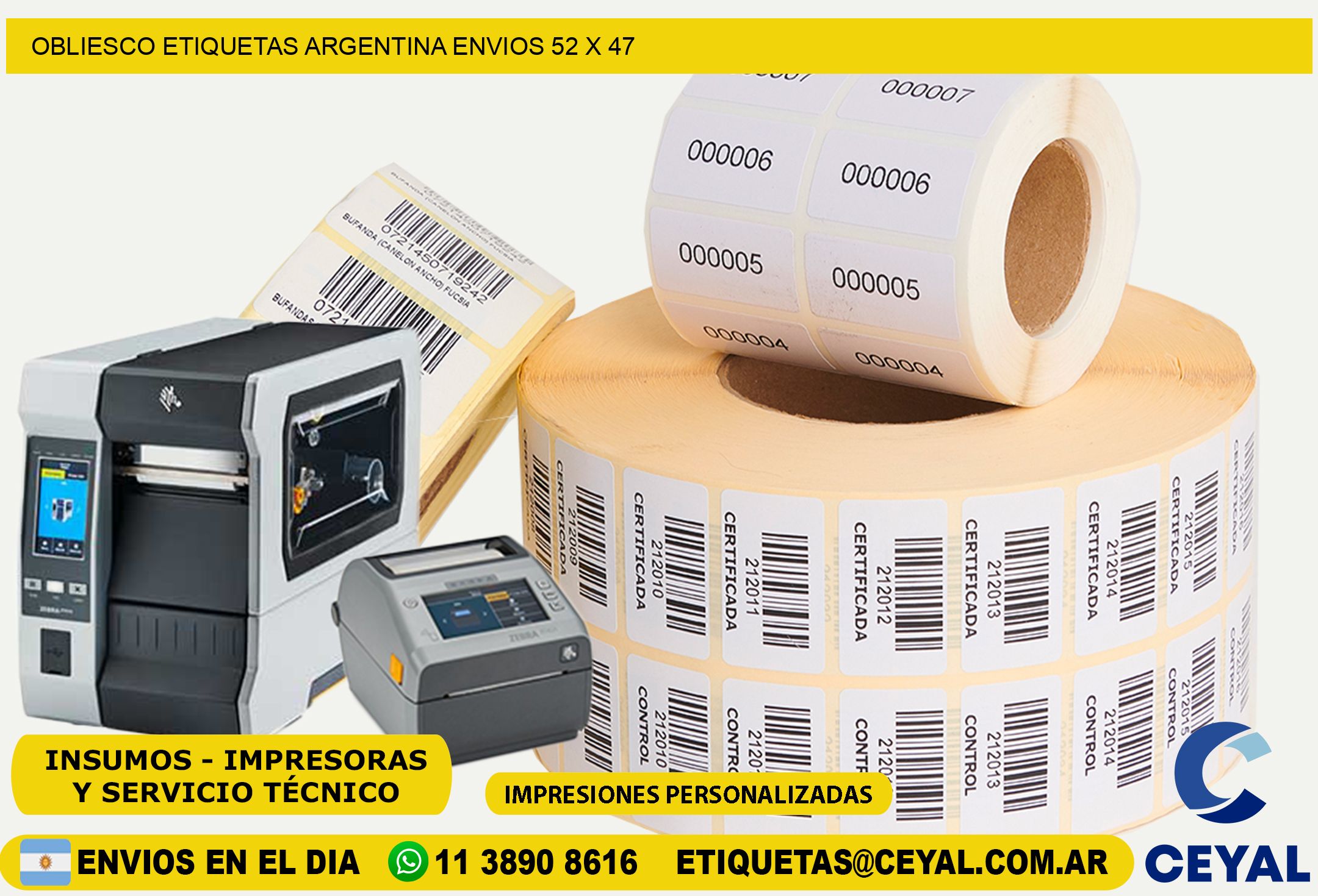 OBLIESCO ETIQUETAS ARGENTINA ENVIOS 52 x 47